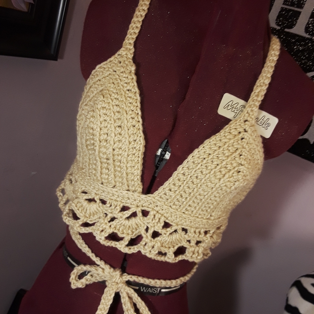 Light brown Handmade crochet bikini/ crop top